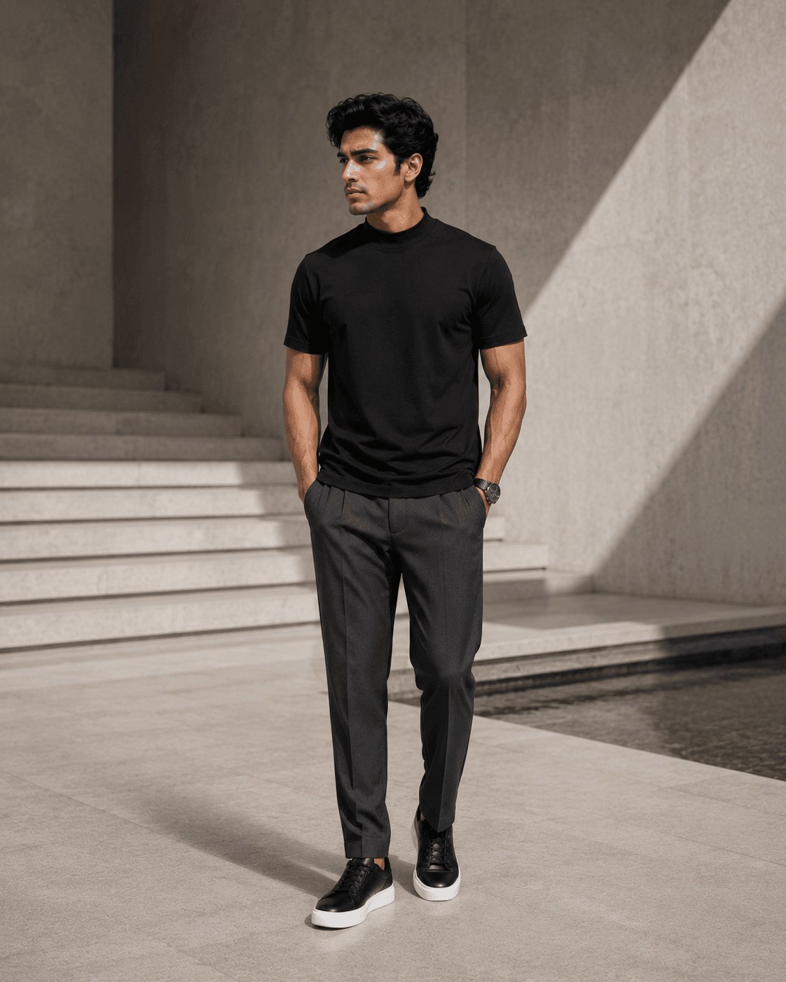Fine Jersey Mock Neck Tee