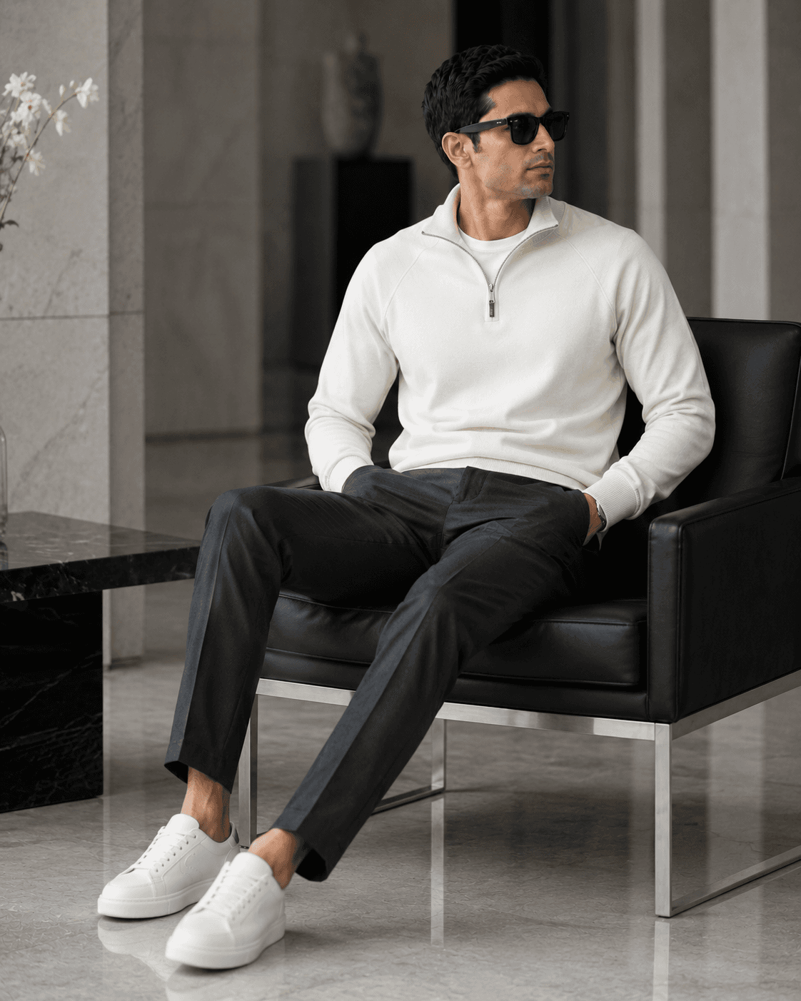 Minimal Zip Collar Sweat