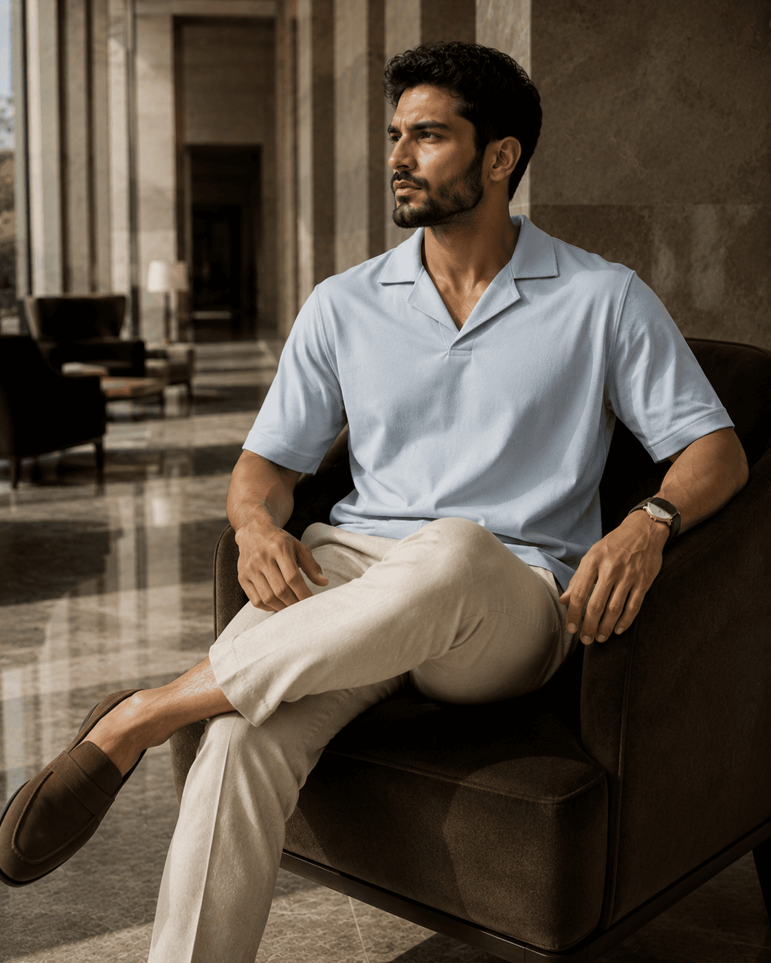 Open Collar Polo Tee