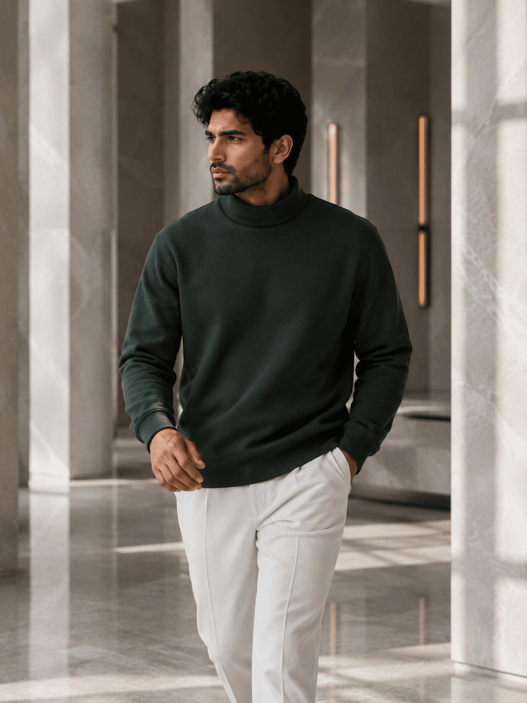 Brushed Fleece Mock Neck