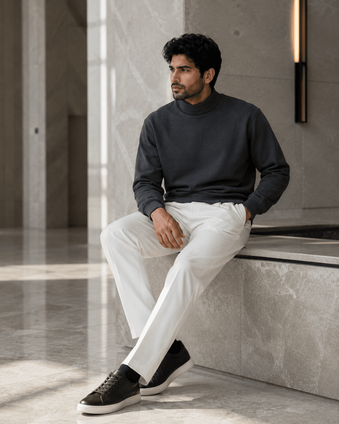 Brushed Fleece Mock Neck