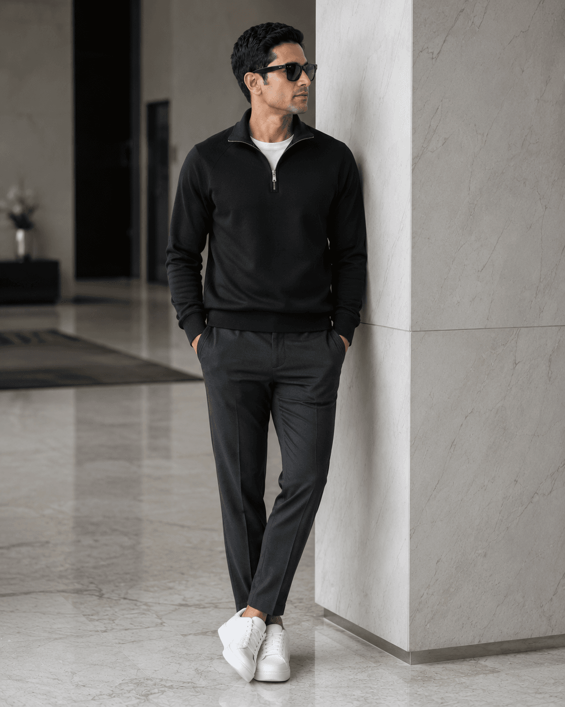 Minimal Zip Collar Sweat