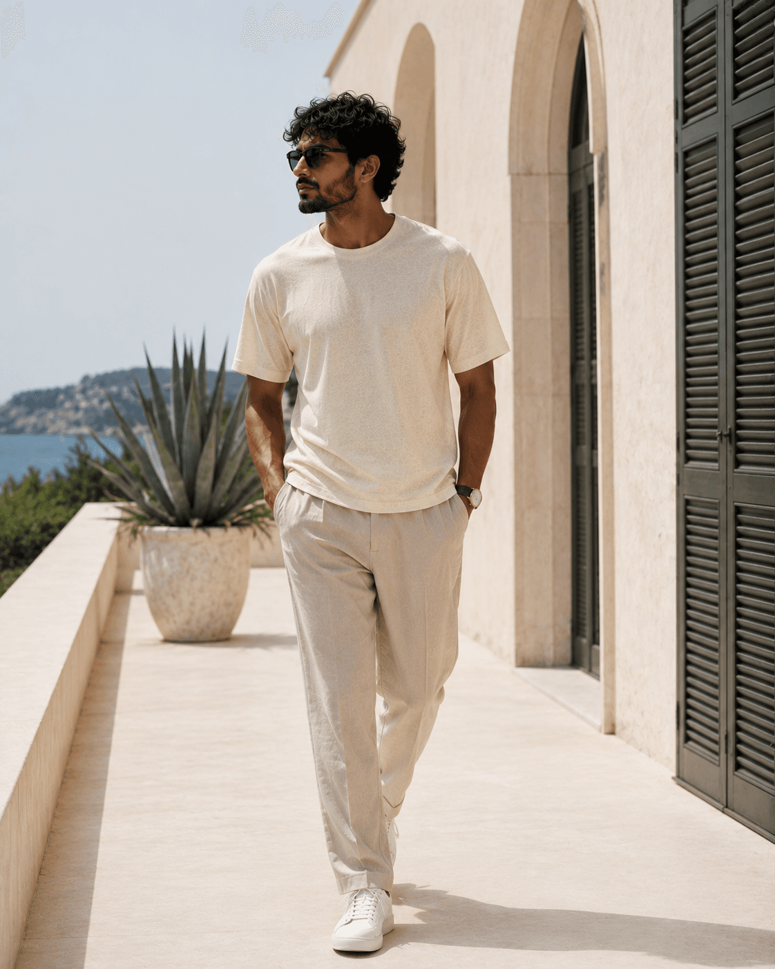 Relaxed Linen-Blend Tee